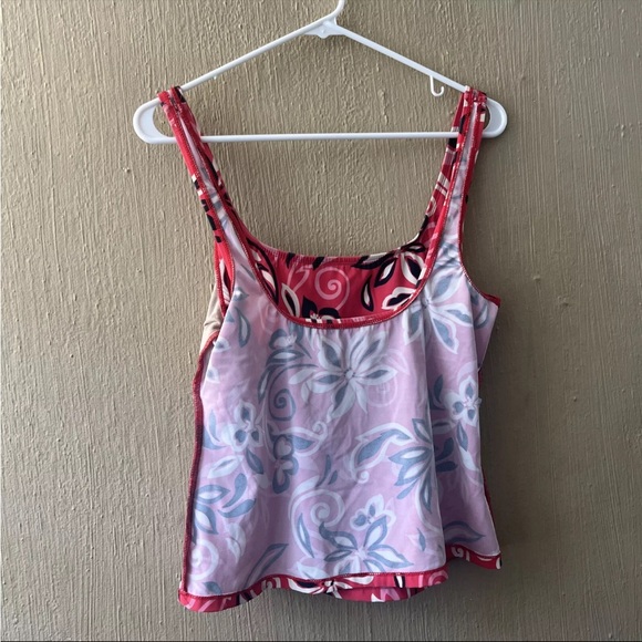 Barefoot Miss of California Tankini Swim Suit Top SZ 12 Red Pink Black - Picture 10 of 10